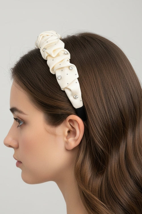 Cream Satin Diamante Hairband