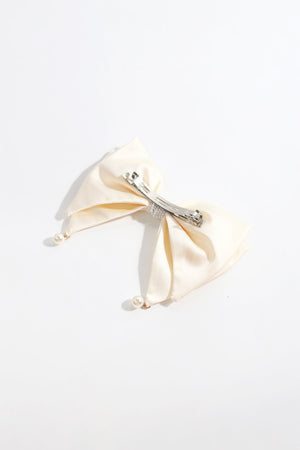 Carraig Donn Cream Satin Pearl Bow Hair Clip