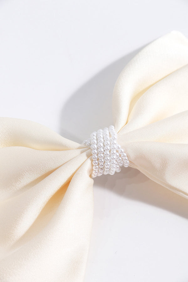 Carraig Donn Cream Satin Pearl Bow Hair Clip