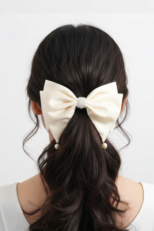 Carraig Donn Cream Satin Pearl Bow Hair Clip