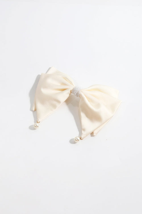 Carraig Donn Cream Satin Pearl Bow Hair Clip