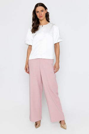 Carraig Donn Cream Satin Puff Sleeve Top