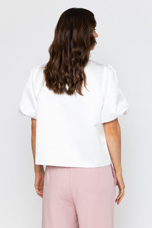 Carraig Donn Cream Satin Puff Sleeve Top