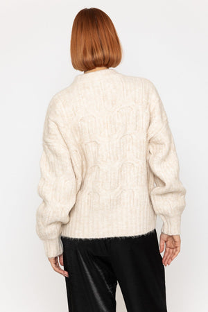 Carraig Donn Cream Soft-Touch Cable Knit Crew Jumper