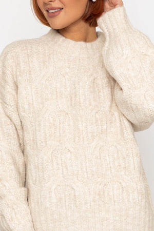 Carraig Donn Cream Soft-Touch Cable Knit Crew Jumper