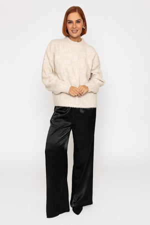 Carraig Donn Cream Soft-Touch Cable Knit Crew Jumper