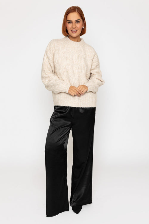 Carraig Donn Cream Soft-Touch Cable Knit Crew Jumper