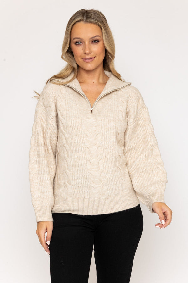 Carraig Donn Cream Soft Touch Cable Knit Jumper