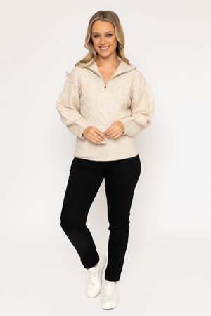 Carraig Donn Cream Soft Touch Cable Knit Jumper
