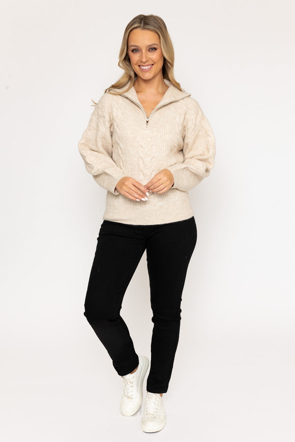 Carraig Donn Cream Soft Touch Cable Knit Jumper