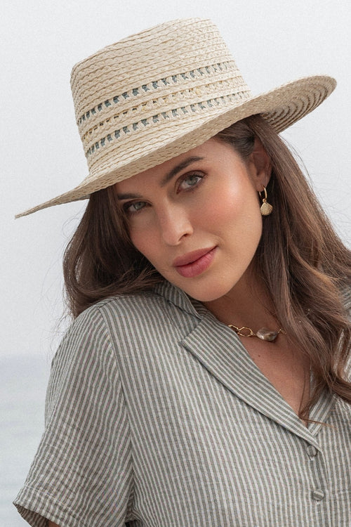 Cream Straw Fedora Hat