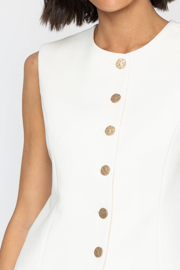 Carraig Donn Cream Waistcoat With Gold Buttons