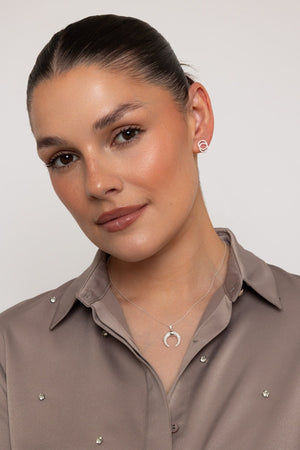 Carraig Donn Crescent CZ Pendant Necklace