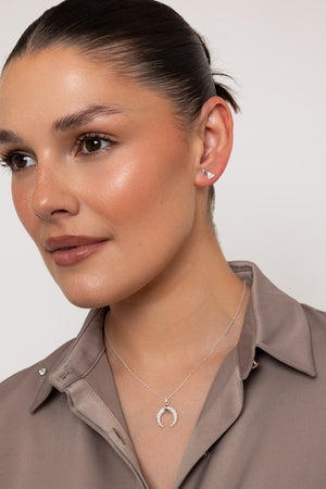 Carraig Donn Crescent CZ Pendant Necklace