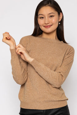 Carraig Donn Crew Neck Soft Touch Knit in Camel