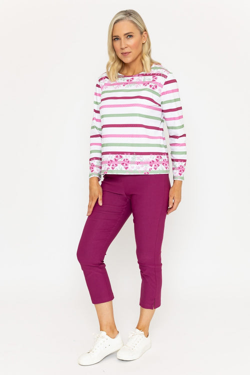 Cropped Bengaline Trousers in Deep Rose