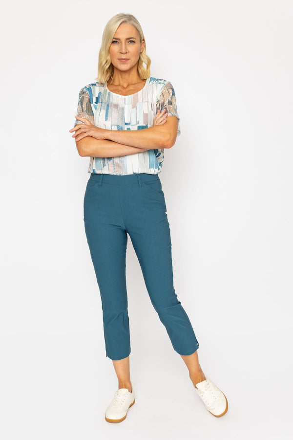 Carraig Donn Cropped Bengaline Trousers in Teal