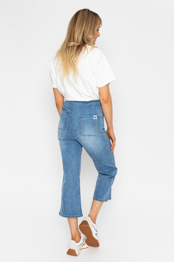 Carraig Donn Cropped Wide Leg Jeans With Embroidery