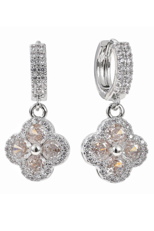 Crystal Clover Drop Earrings