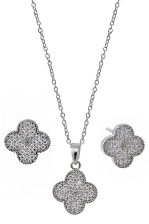 Carraig Donn Crystal Clover Earrings & Necklace Set