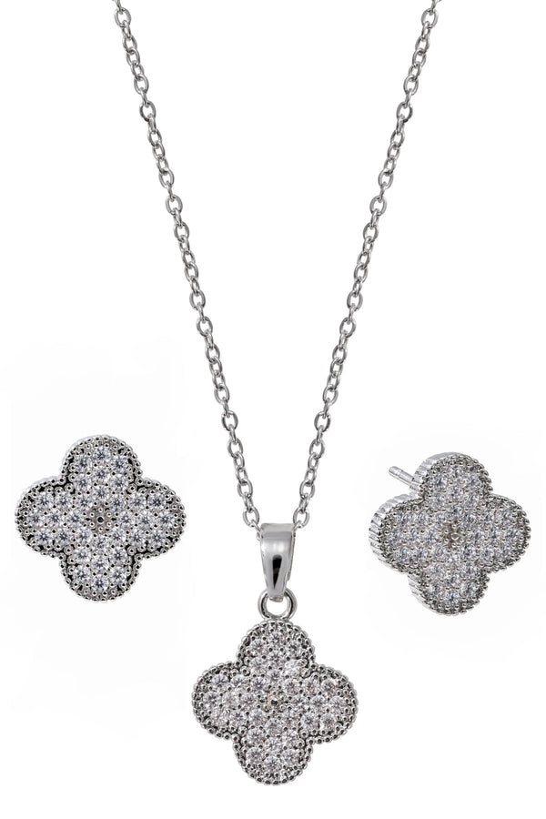 Carraig Donn Crystal Clover Earrings & Necklace Set