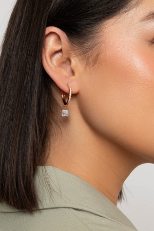 Crystal Rose Gold Hoop Earrings