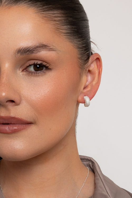 Cz Hoop Shaped Earrings