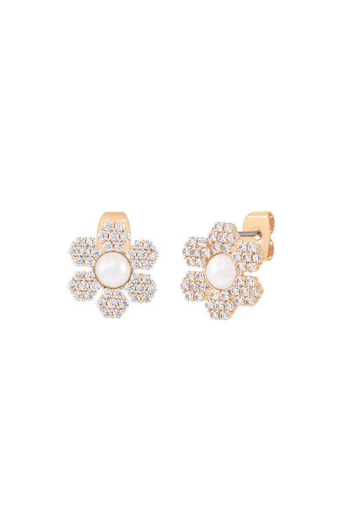 CZ Stone Daisy Stud Earrings