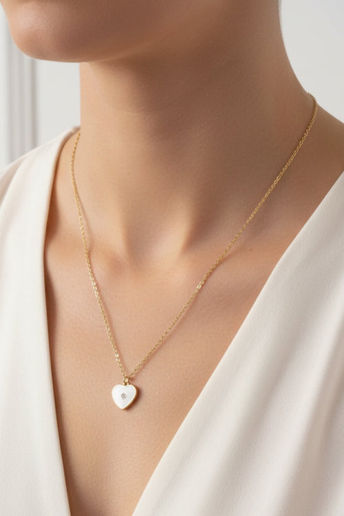 Dainty White Heart Pendent Necklace