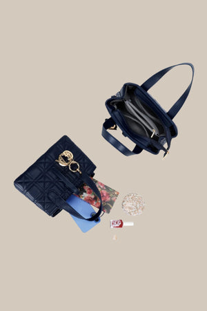 Carraig Donn Dark Blue Embossed Charm Bag