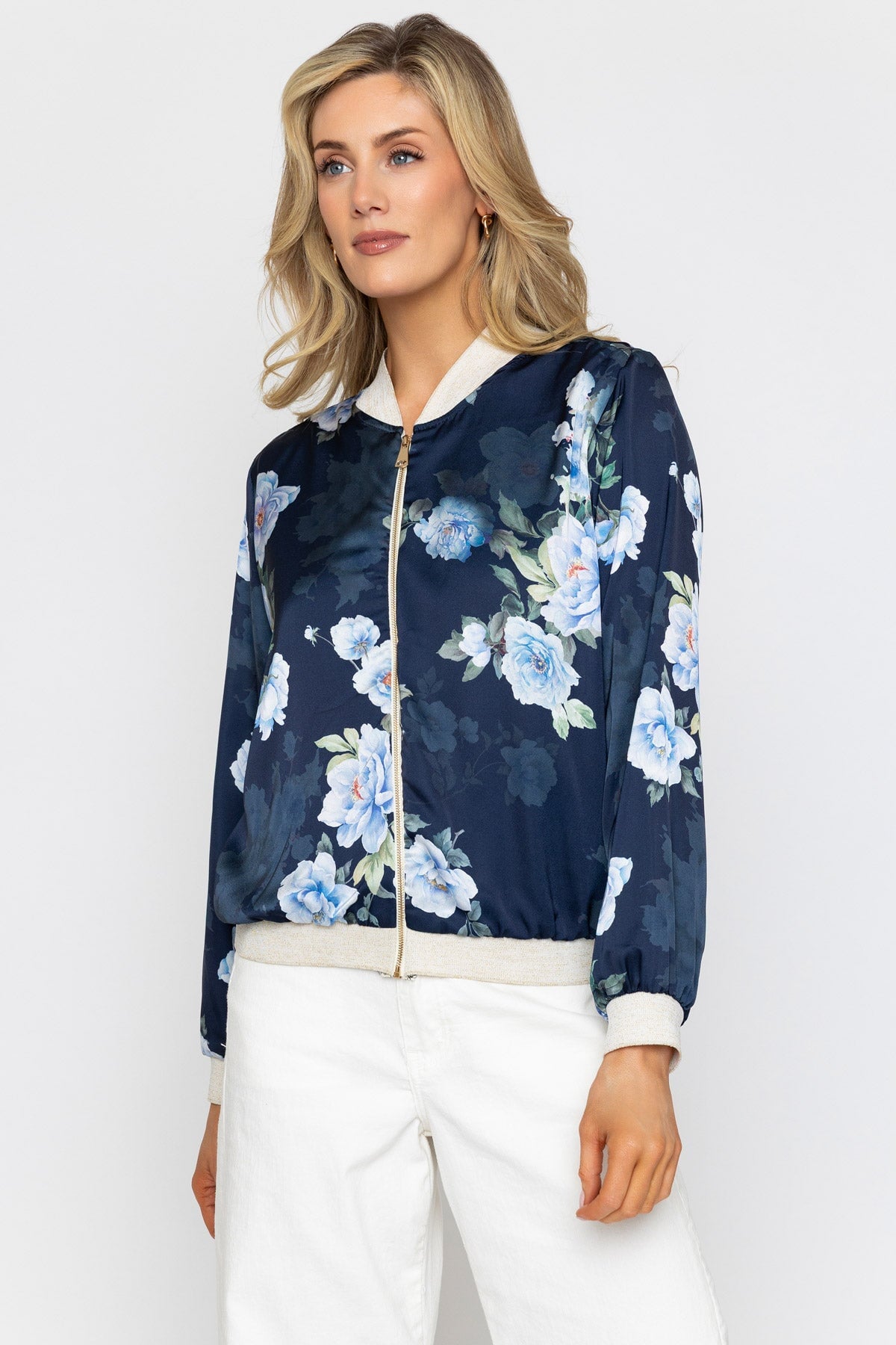 Dark Navy Printed Bomber Jacket