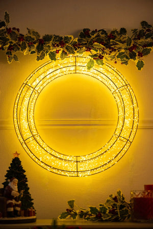 Carraig Donn Decadent White Wreath LED Lights 45cm