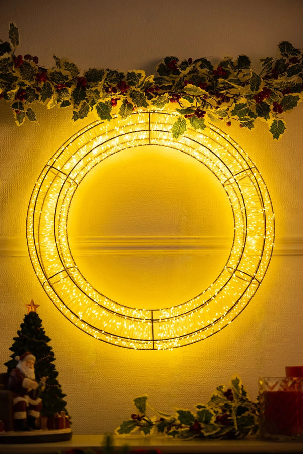 Carraig Donn Decadent White Wreath LED Lights 45cm