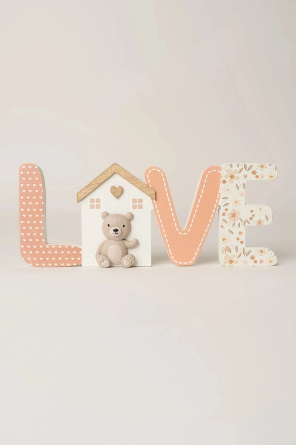 Carraig Donn Decorative Wooden LOVE Plaque with Bear