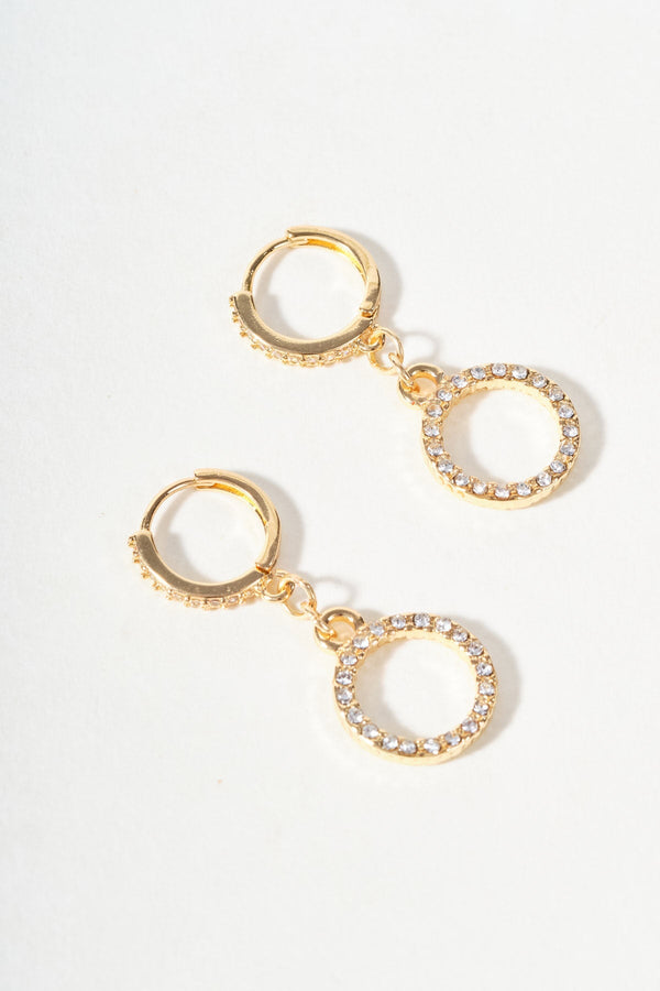 Carraig Donn Diamante Circle Drop Hoop Earrings
