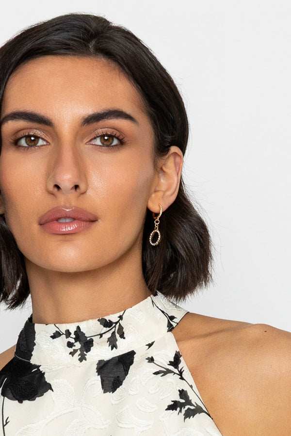 Carraig Donn Diamante Circle Drop Hoop Earrings