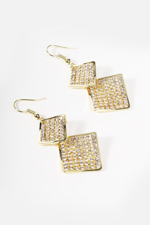 Carraig Donn Diamante Double Drop Earrings
