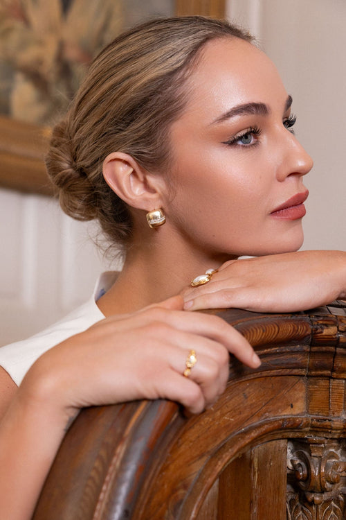 Diamante Gold Square Earrings