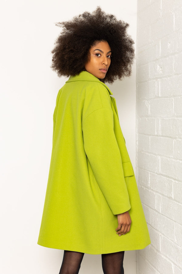 Carraig Donn Double Breasted Coat in Lime