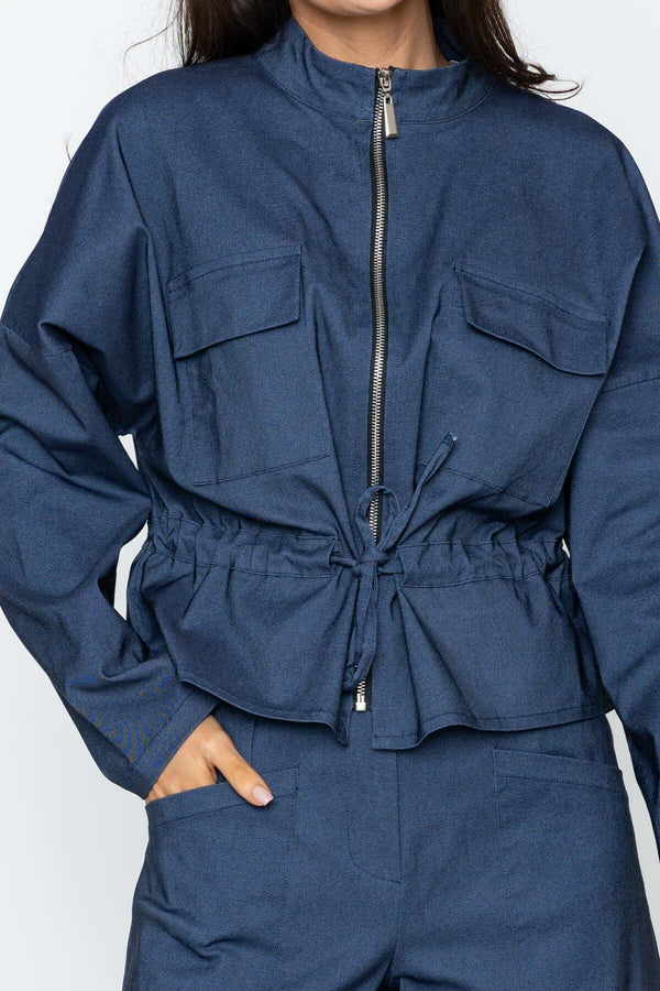 Carraig Donn Drawstring Jacket in Denim