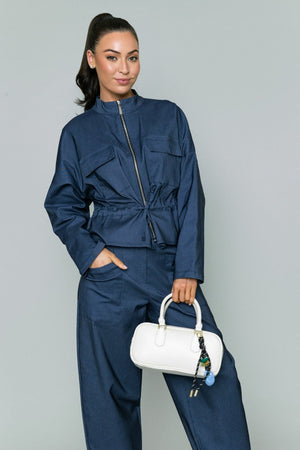 Carraig Donn Drawstring Jacket in Denim