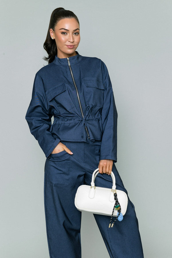 Carraig Donn Drawstring Jacket in Denim