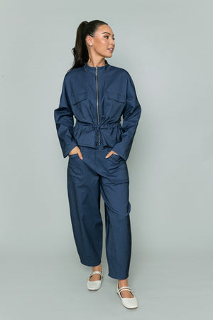 Carraig Donn Drawstring Jacket in Denim