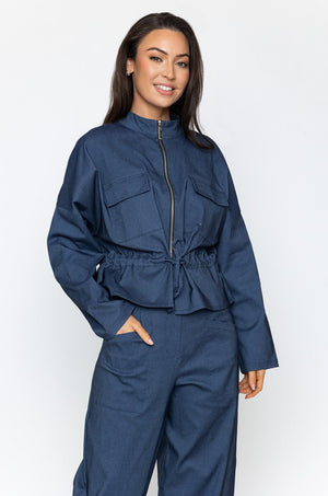 Carraig Donn Drawstring Jacket in Denim