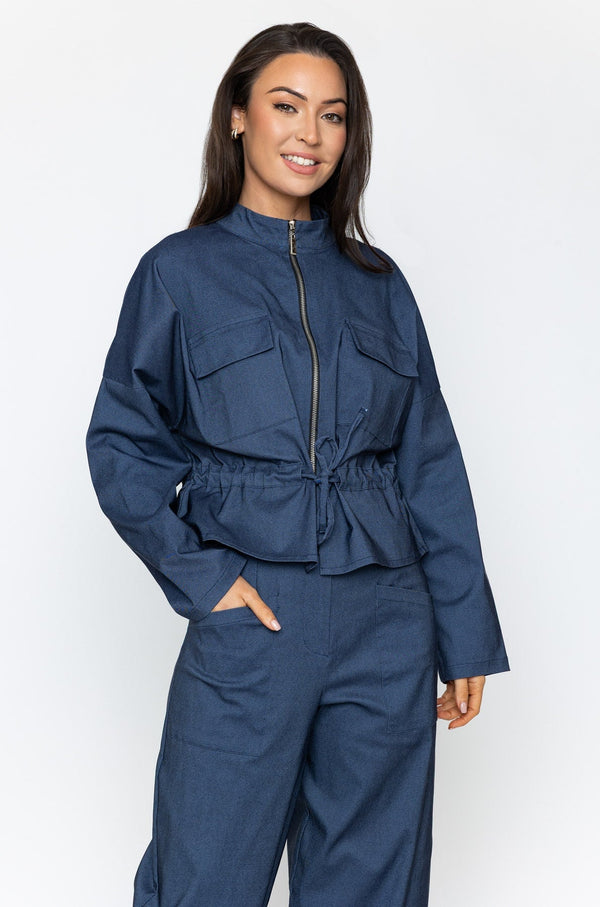 Carraig Donn Drawstring Jacket in Denim