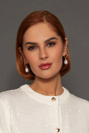 Carraig Donn Drop Faux Pearl Hoop Earrings