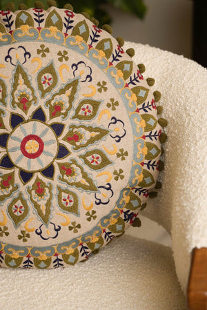 Carraig Donn Eclectic Round Embroidered Cushion