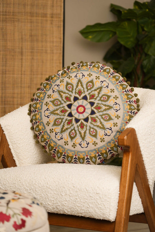 Carraig Donn Eclectic Round Embroidered Cushion