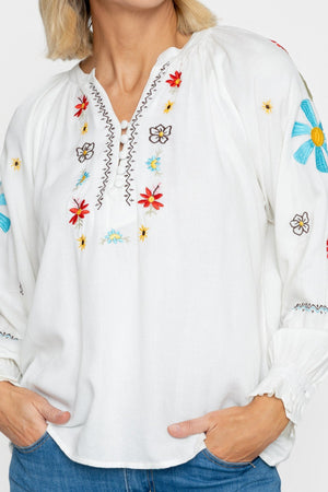 Carraig Donn Ecru Embroidered Top