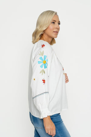 Carraig Donn Ecru Embroidered Top